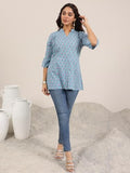Libas Women'S Cotton Printed Straight Kurti (29634_Blue_Xl)