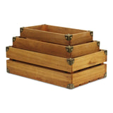 Rustic Farmstead Medium Brown Studded Rectangular Wood Crate Set