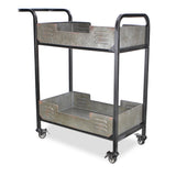 Evadne Metal Tray Bar Cart | Locking Wheels
