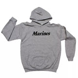 Pullover/Hooded Grey Sweatshirt- Marines Medium