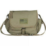 Retro Messenger Bag With USA Emblem Olive Drab