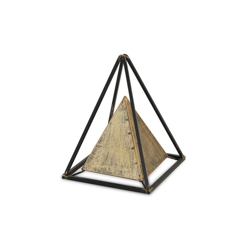 Isaben Metal Bronze And Black Pyramid Dcor