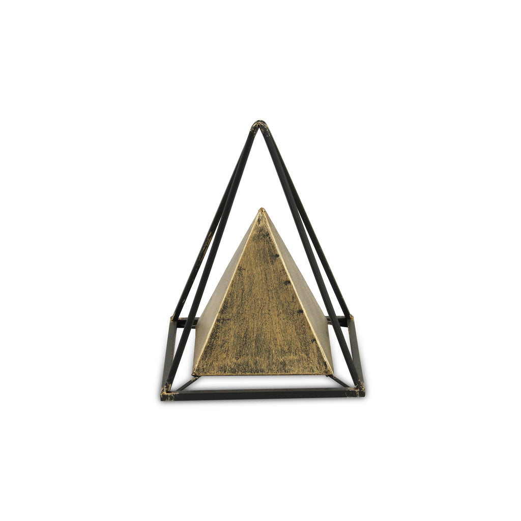 Isaben Metal Bronze And Black Pyramid Dcor