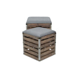 Silosong Set Of 2 Square Wood Slat Storage Bench - Gray
