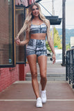 Women's High-Waisted Seamless Front Compression Training Shorts | Pew Pew Paisley