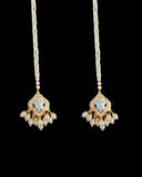 DNS191 punjabi Jadau necklace set - mint blue&pearl(READY TO SHIP)