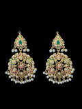 DNS190 Gold-Plated jadau ruby emerald Hasli Necklace with earrings tika – Handcrafted Traditional Set ( READY TO SHIP )
