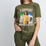 "Support Women's Sports" Adult Humor Bootleg T-Shirt - Funny Sarcastic Slogan Graphic Tee, Premium 100% Cotton Viral Streetwear Top, Witty Adult Humor Gift for Him, 90s Style Bootleg Rap Aesthetic Shirt, Soft Lived-In Heavyweight Statement Apparel