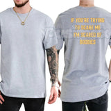 "I'm Scared Of Boobies" Funny Men’s T-Shirt - Ironic Adult Humor Graphic Tee, Premium 100% Cotton Sarcastic Men's Gift, Witty Joke Gag Shirt for Guys, Soft Lived-In Heavyweight Casual Menswear, Funny Statement Party Top