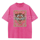 Wayii Fashion The Heavens Roaring Tiger T-Shirt – Unisex Acid Wash Vintage Graphic Tee, Lightweight Retro Cotton Streetwear Top