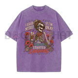 Inner Self Check Skeleton Graphic Tee - Vintage Distressed Sarcastic Mental Health Unisex Cotton Shirt