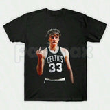 Larry Bird Retro 90s Graphic T-Shirt – Vintage Boston Basketball Men's Tee, Premium 100% Cotton Hardwood Legend Top, Soft Lived-In Heavyweight Sportswear Heritage Shirt, Made in USA