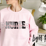 Leopard Print Nurse Sweatshirt | Trendy Medical Icon Nursing Crewneck | Aesthetic Stethoscope Graphic Pullover | Fierce RN LPN NP Jumper | Wild About Nursing Shirt | Modern Healthcare Professional Top