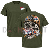 Retro Skull Pilsner Beer Hard Hat Graphic T-Shirt