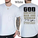 "Created by the Divine" Humorous T-Shirt – Divine Man and Woman Graphic Tee, Premium 100% Cotton Funny Heritage Top, Soft Lived-In Heavyweight Spiritual Humor Shirt, Made in USA