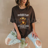 "My Mind Is a Dangerous Place" Slogan T-Shirt – Deep Thinker Edgy Graphic Tee, Premium 100% Cotton Philosophical Quote Top, Soft Lived-In Heavyweight Introvert Statement Shirt, Made in USA