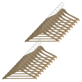 Bowed Suit Hangers with Pant Bar & Shoulder Notch, Natural Wood-Look Finish