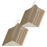 Bowed Suit Hangers with Pant Bar & Shoulder Notch, Natural Wood-Look Finish