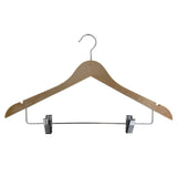 Wood-Look Standard Shaped Hangers with Clips, Swivel Hook & Pant Bar, Pack of 10/20