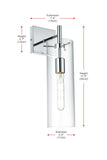 Living District Savant 1-Light Metal Wall Sconce In Black And Clear