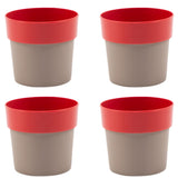 Hug A Plant | Arty Red 14Cm Round Plastic Pot For Home & Garden (14Cm | 5.5 Inch, Pack Of 4, Red)