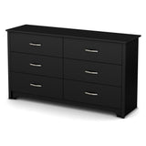 South Store FURNITURE Fusion 6-Drawer Double Dresser Pure Black