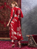 Anni Designer Women'S Rayon Blend Straight Printed Kurta With Pant (Anaar-Red-Vks02_S_Red_Small),Red,S,Rayon Blend,Classic,