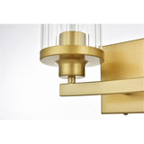 Living District Saanvi 2-Light Iron & Glass Bath Sconce In Brass/Clear