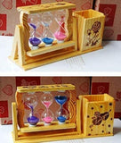 Incredible Hub Wooden Pen/Pencil Holder With Hourglass for Office