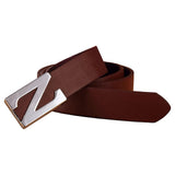 Syga Fashion MenS ZShaped Buckle Belt Large ZLetter Smooth Buckle Leather Belt Stylist Belt (Brown)
