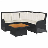 vidaXL 4 Piece Patio Lounge Set with Cushions Black Poly Rattan