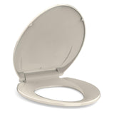 19 Elongated Almond Toilet Seat Cover, Slow Close Polypropylene Design with Never Loosen Lid, Quiet and Easy to Install & Clean