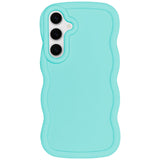 WOGROO Slim Fit Case for Samsung Galaxy A54 5G, Wave Frame, Cute Soft TPU Thin Protective Phone Cover for Women, Light Cyan