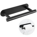 Self Adhesive Matte Black Toilet Paper Holder, SUS304 Stainless Steel Toilet Roll Holder, Double Base Paper Towel Holder Wall Mo