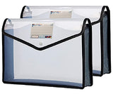 Fedus Pack 2, Document Holder Envelope Folder, File Storage Bag With Snap Button Transparent Plastic Files For Certificates & Le