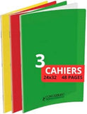 CONQUERANT Conqurant Set of 3 Classic Notebooks 24 x 32 cm Large Squares Seys 48 Stapled Pages Assorted Colours