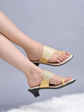 Shoetopia Classic Heeled Golden Kolhapuri For Women & Girls /Eu40,Golden,7,B0DFVGCW66