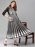 Anni Designer Women'S Cotton Blend Embroidered Straight Kurti Combo Pack Of 2 (Stho White & Kari Black_2096_Multicolor_Xxxxx-Large),Multicolour,5XL,Cotton Blend,Anarkali,