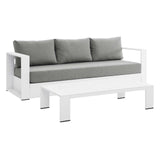 Modway Tahoe Outdoor Patio PowderCoated Aluminum 2Piece Set, White Gray