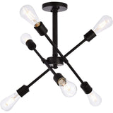 Living District Axel 6-Light Mid-Century Metal Flush Mount In Black