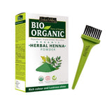 INDUS VALLEY Bio Organic Herbal Henna Powder for Rich, Long-Lasting Color & Lustrous Shine, Includes Hair Dye Brush for Easy App