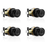 Probrico Door Knobs Without Key Matte Black Privacy Door Knobs 4 Pack Interior/Exterior Door Handles Bedroom/Bathroom Door Knobs