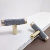 Westablize 10 Pack 2 Inch Cabinet T Knob Gold and Grey Knurled Handles for Brushed Gold Drawer Cupboard Aluminum Cabinet Handles