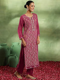 Libas Women'S Organza Kurta Set (49321 Pink M
