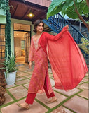 Gosriki Women'S Rayon Viscose Straight Embroidered Kurta With Pant & Dupatta (Nini Multi-Vks02-Gs_S_Red_Small),Red,,B0F8Q7M1LT
