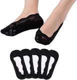 WomenS No Show Socks,Comfortable Low Cut Socks,Lace Breathable Invisible 5 Pair_Black