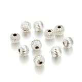 100pcs Beautiful Corrugated Melon Round Spacer Beads 6mm (0.24 Inch) Sterling Silver Plated Brass Metal for DIY Craft Jewelry Ma