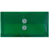 JAM PAPER Plastic Envelopes with Button & String Tie Closure - #10 Business Booklet - 5 1/4 x 10 - Green - 12/Pack