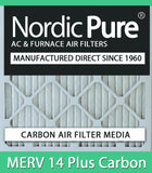 Nordic Pure 10x20x1 (9 1/2 x 19 1/2 x 3/4) Pleated Air Filters MERV 14 Plus Carbon 12 Pack