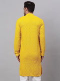 Jompers Men'S Chikankari Embroidered And Sequence Kurtas (Yellow, M)